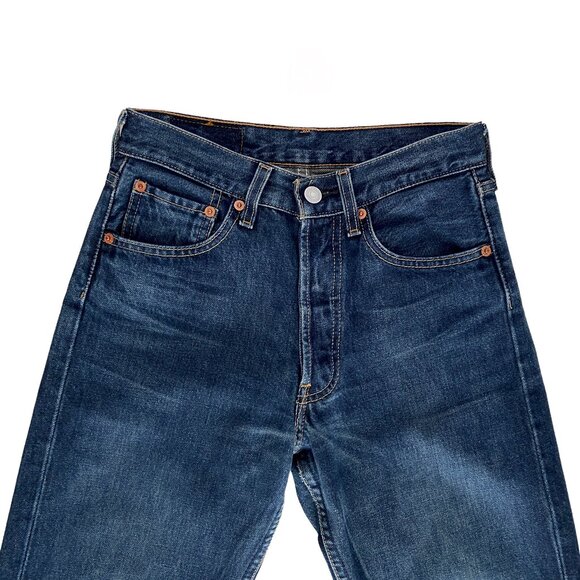 VINTAGE LEVIS 501 DARK BLUE WASH RED TAB DENIM JEANS 27 x 32 30 - Picture 2 of 7